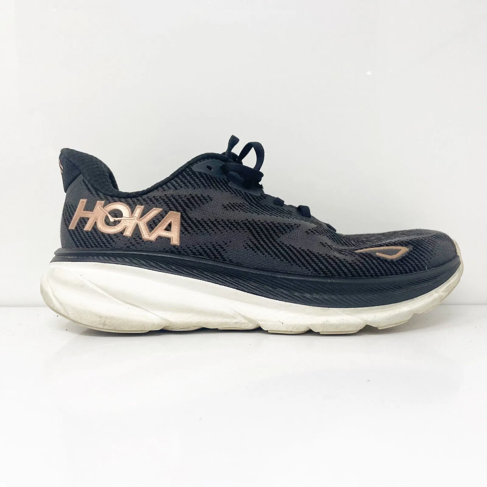 Hoka One One Womens Clifton 9 1127896 BRGL Black Running Shoes Sneakers Sz 9.5 B