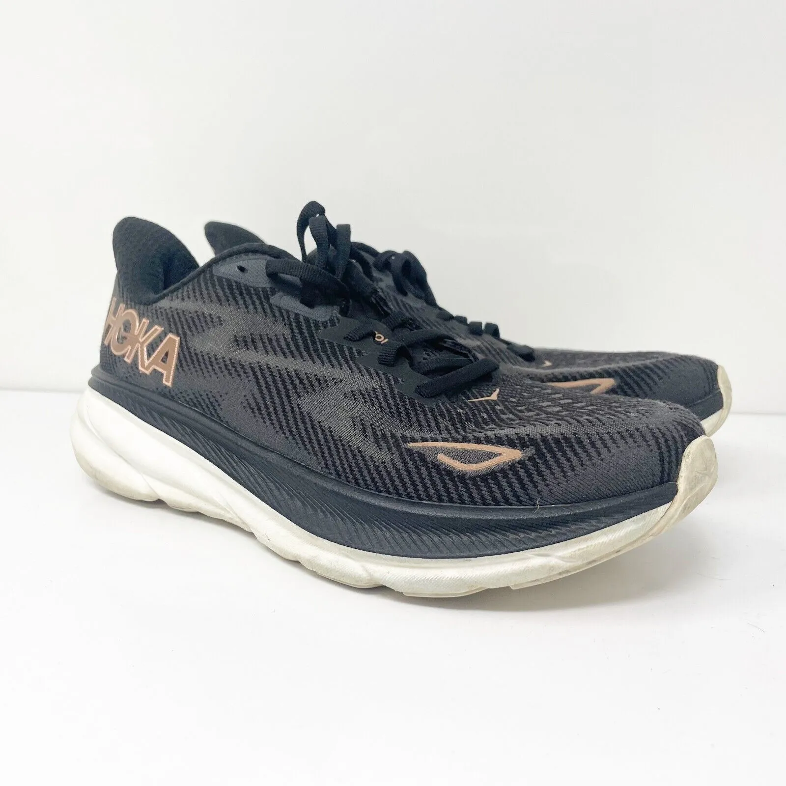 Hoka One One Womens Clifton 9 1127896 BRGL Black Running Shoes Sneakers Sz 9.5 B