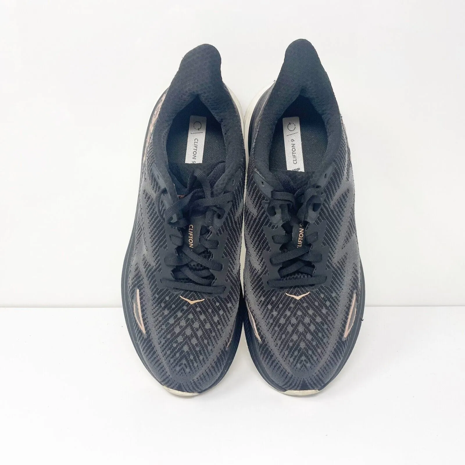 Hoka One One Womens Clifton 9 1127896 BRGL Black Running Shoes Sneakers Sz 9.5 B