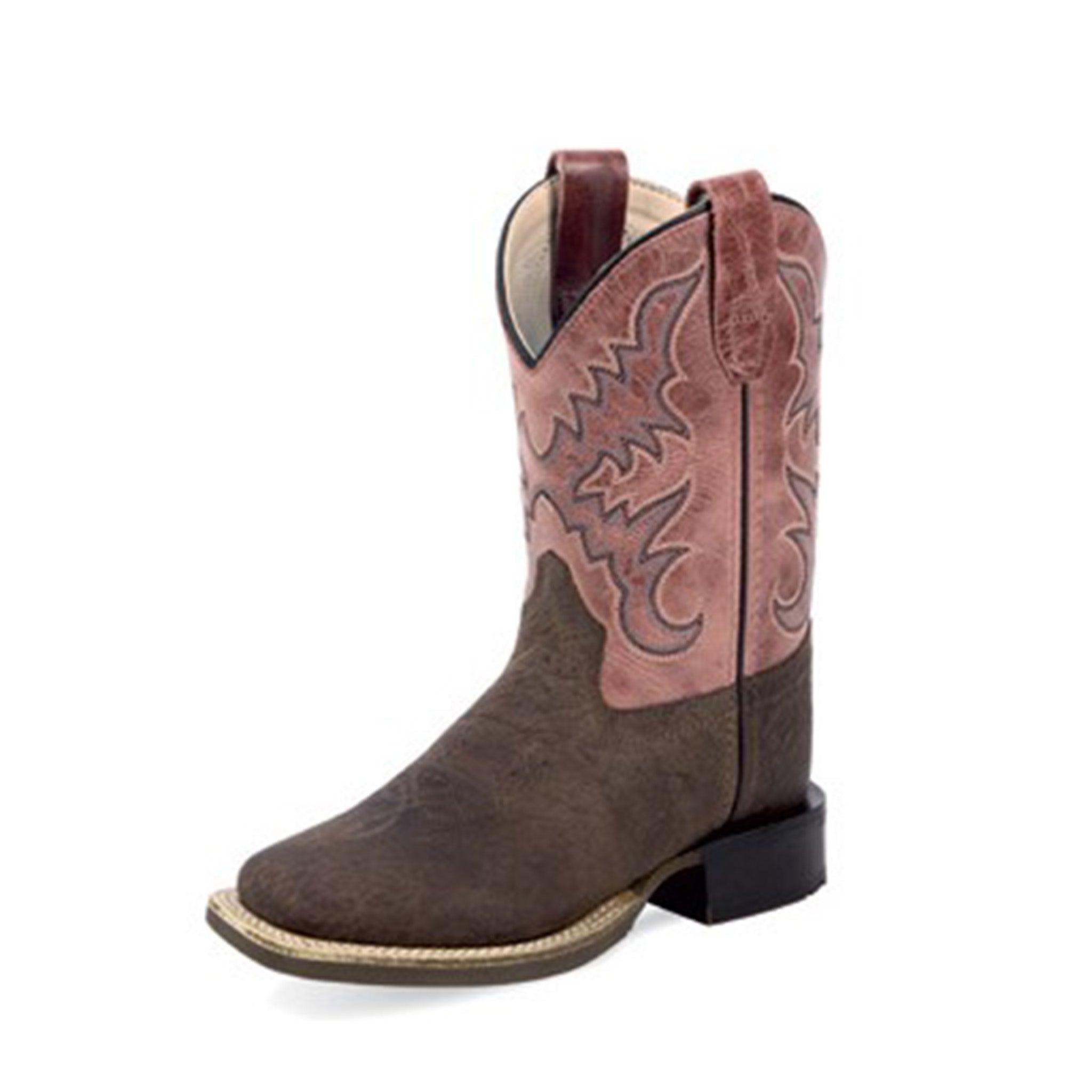 Jama Old West Youth Chocolate/Mauve Square Toe Boots