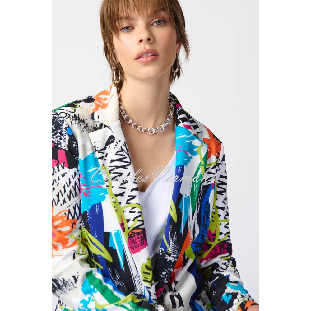 Joseph Ribkoff Abstract Print Longline Blazer Jacket - Style 241302