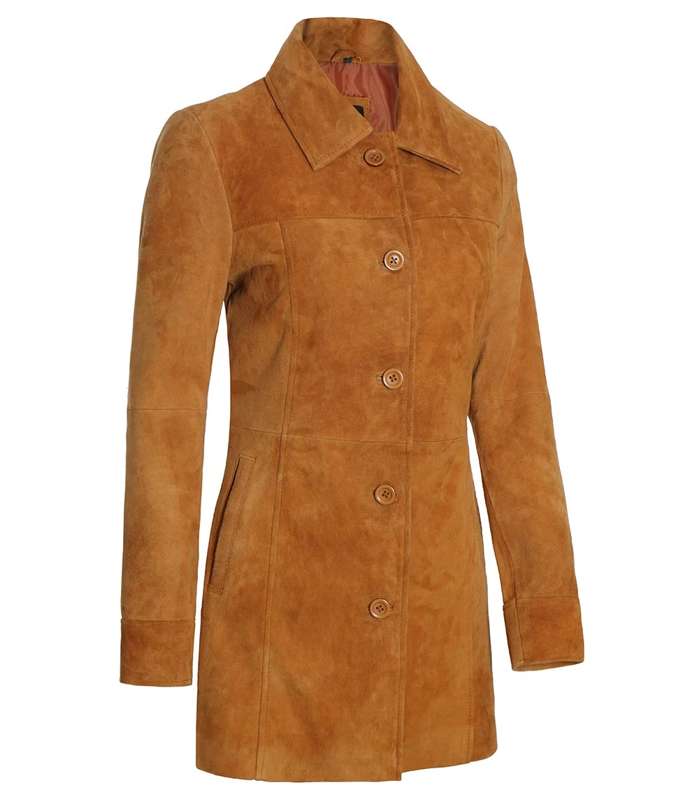 Kandis Brown Women Suede Car Coat