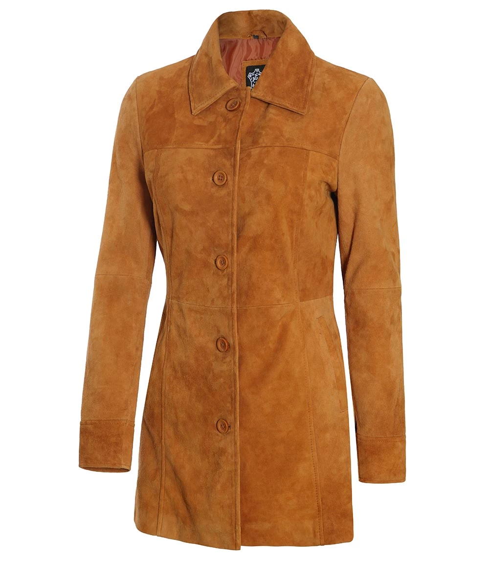 Kandis Brown Women Suede Car Coat