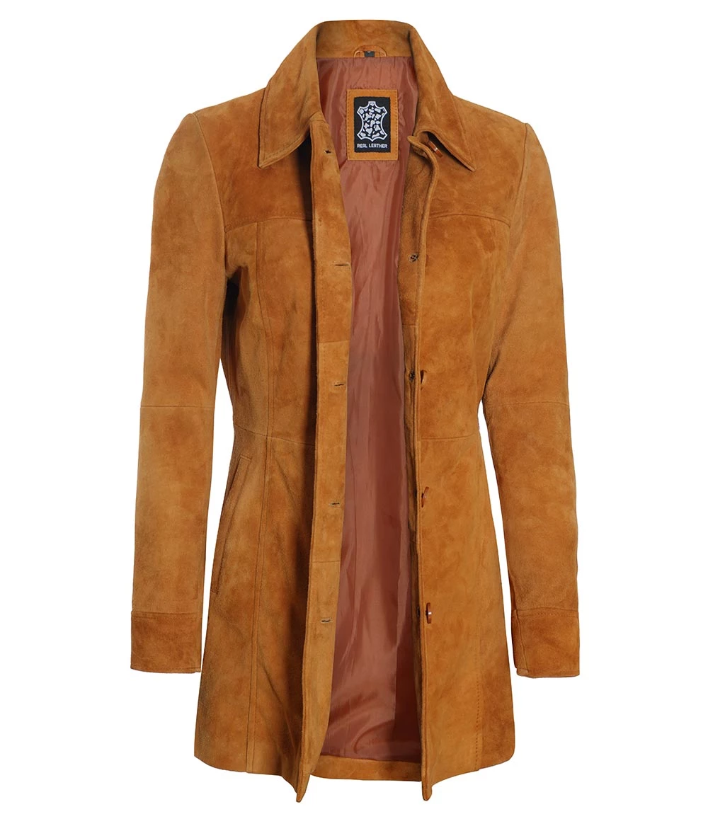 Kandis Brown Women Suede Car Coat