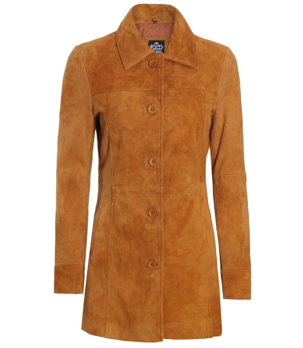 Kandis Brown Women Suede Car Coat