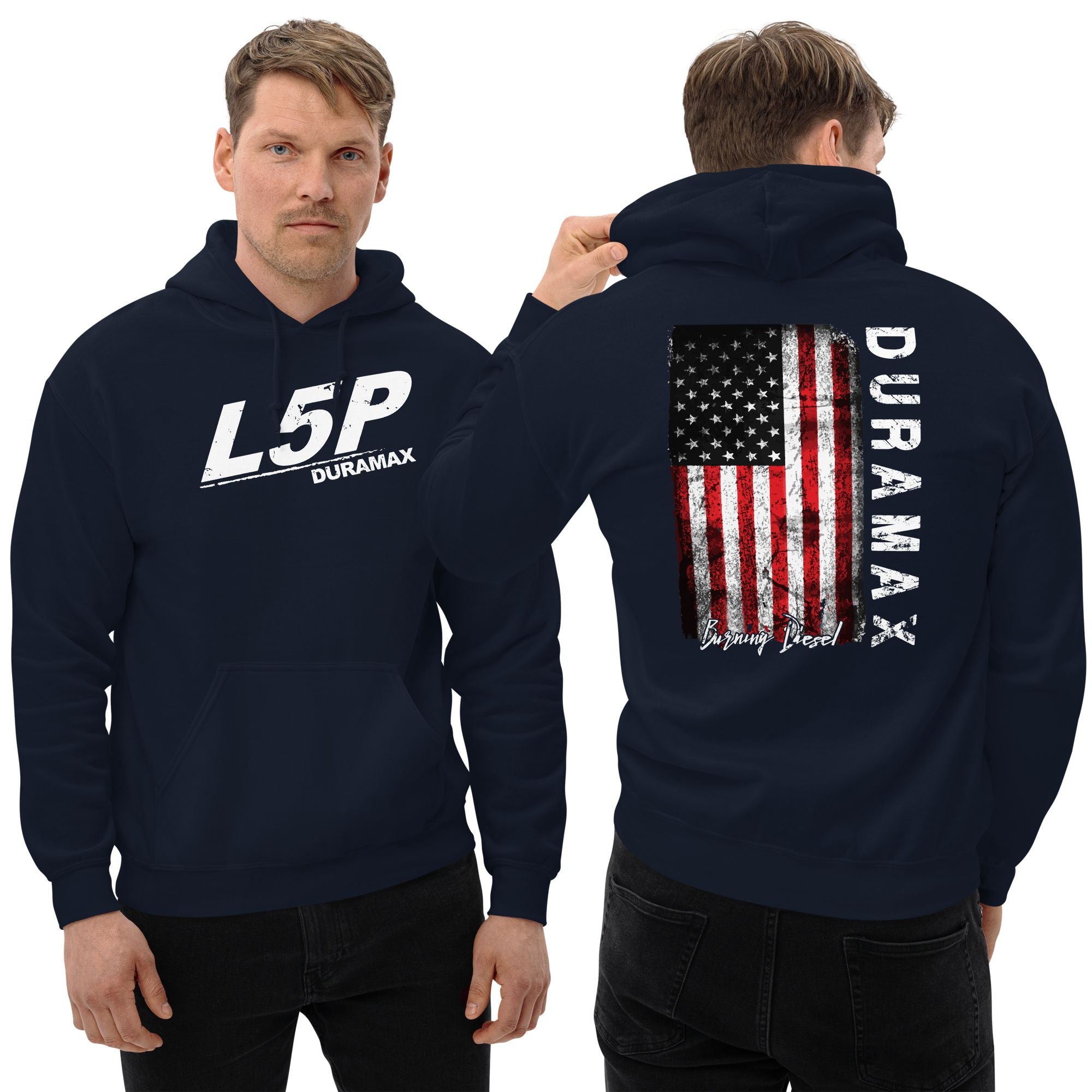 L5p Duramax Hoodie Diesel Truck Sweatshirt With American Flag Design