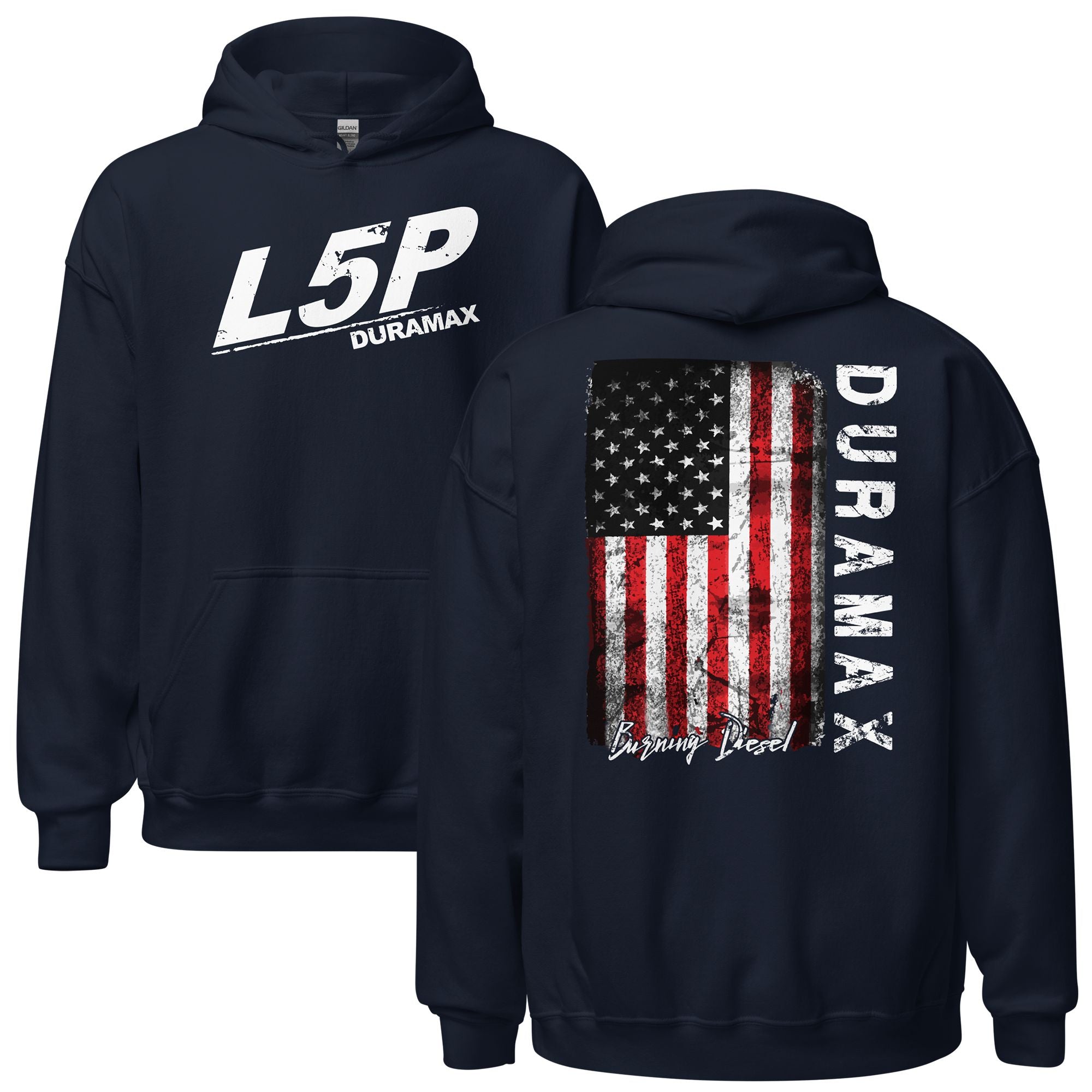 L5p Duramax Hoodie Diesel Truck Sweatshirt With American Flag Design