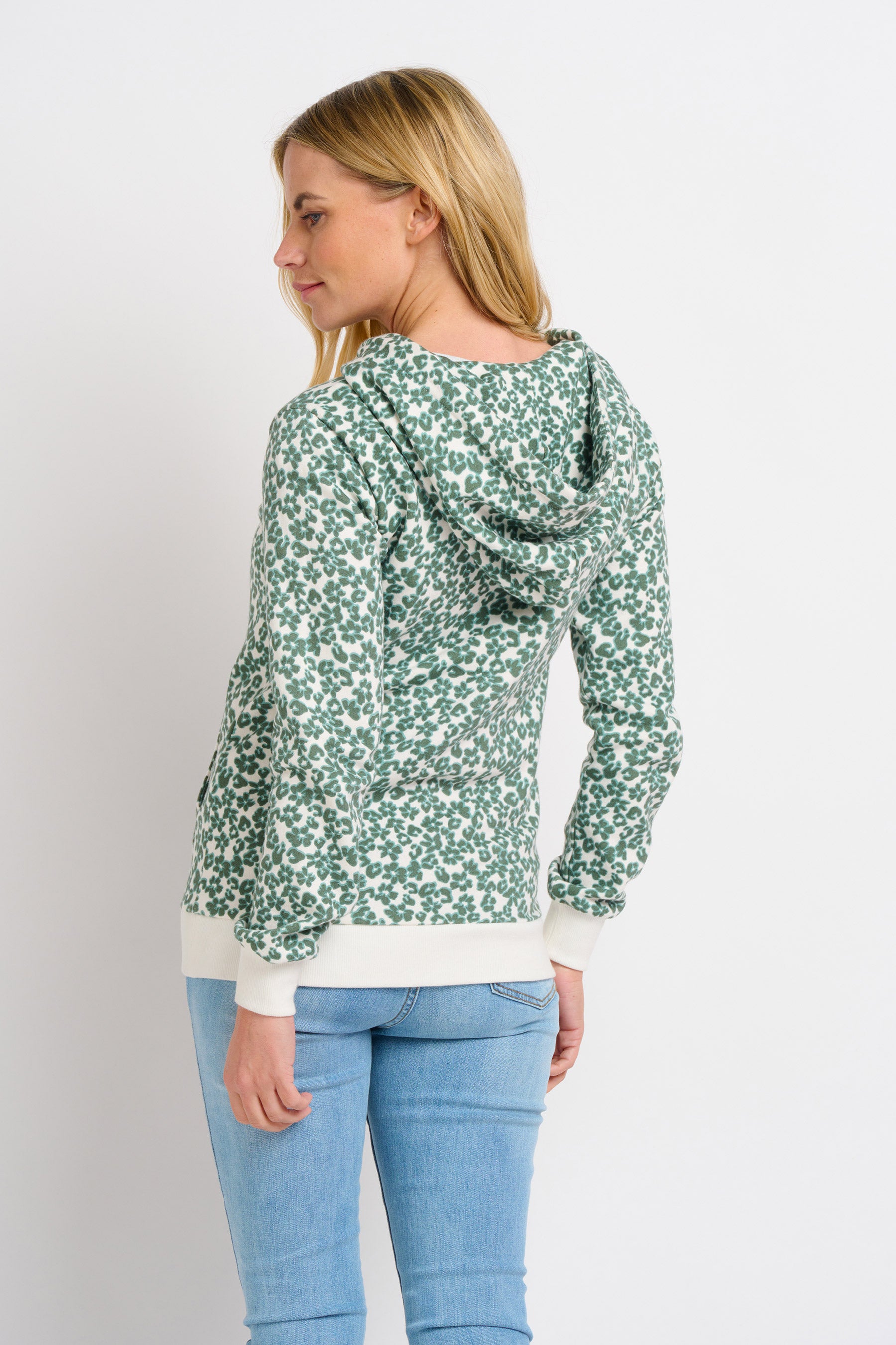 Leopard Floral Zip Through Hoodie