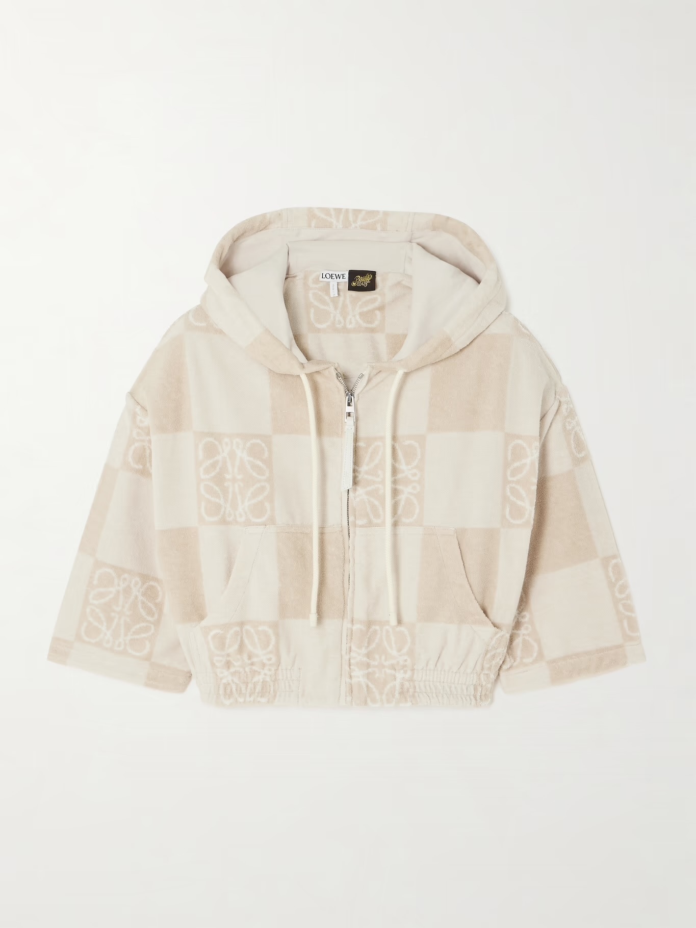 LOEWE  |Cropped hoodie in terry cotton jacquard