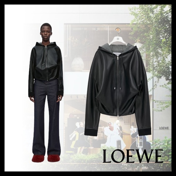 LOEWE  |Draped hoodie in nappa lambskin