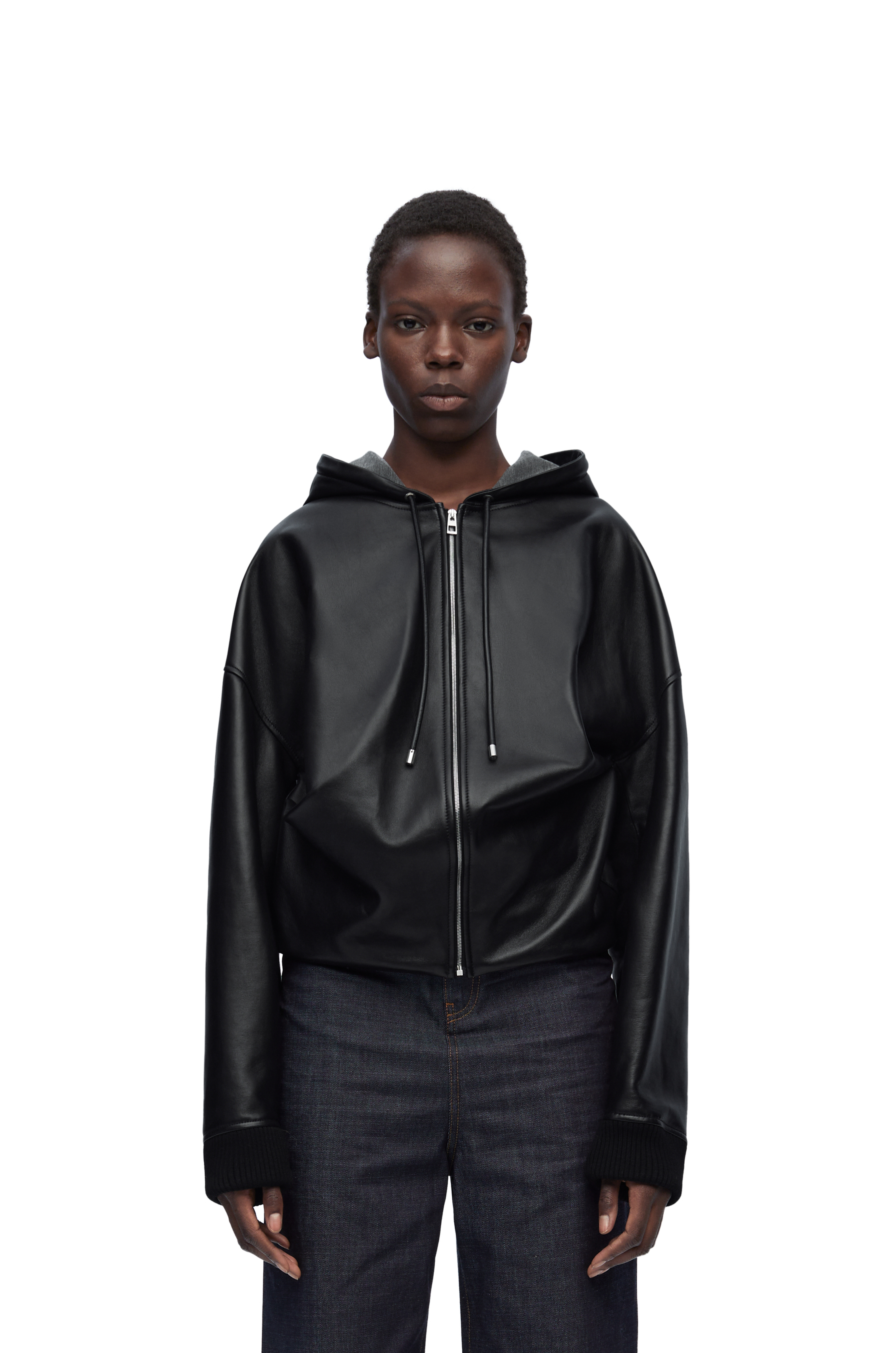 LOEWE  |Draped hoodie in nappa lambskin