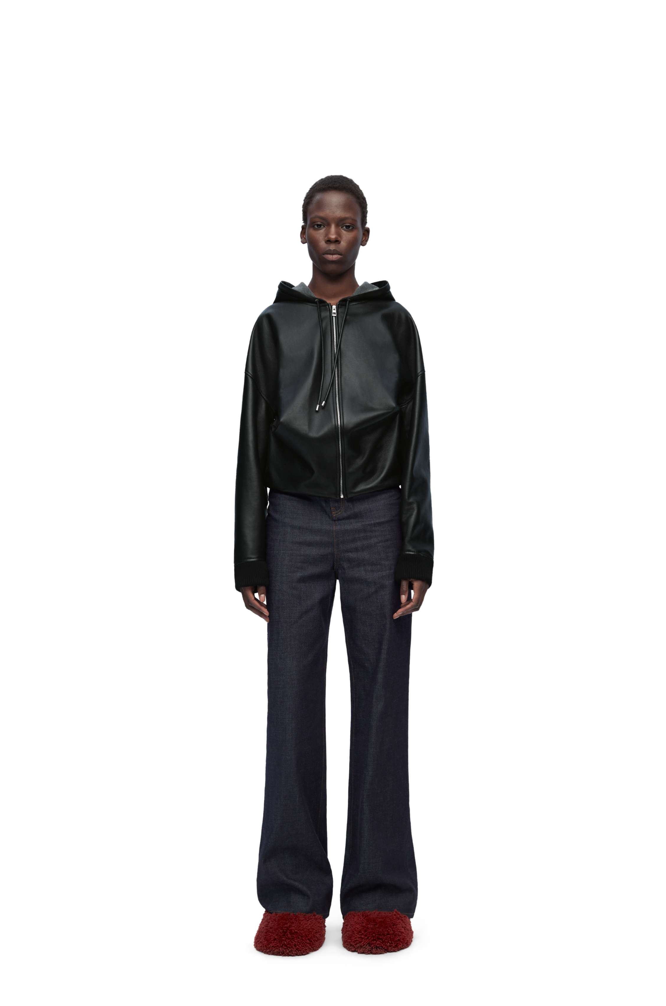 LOEWE  |Draped hoodie in nappa lambskin