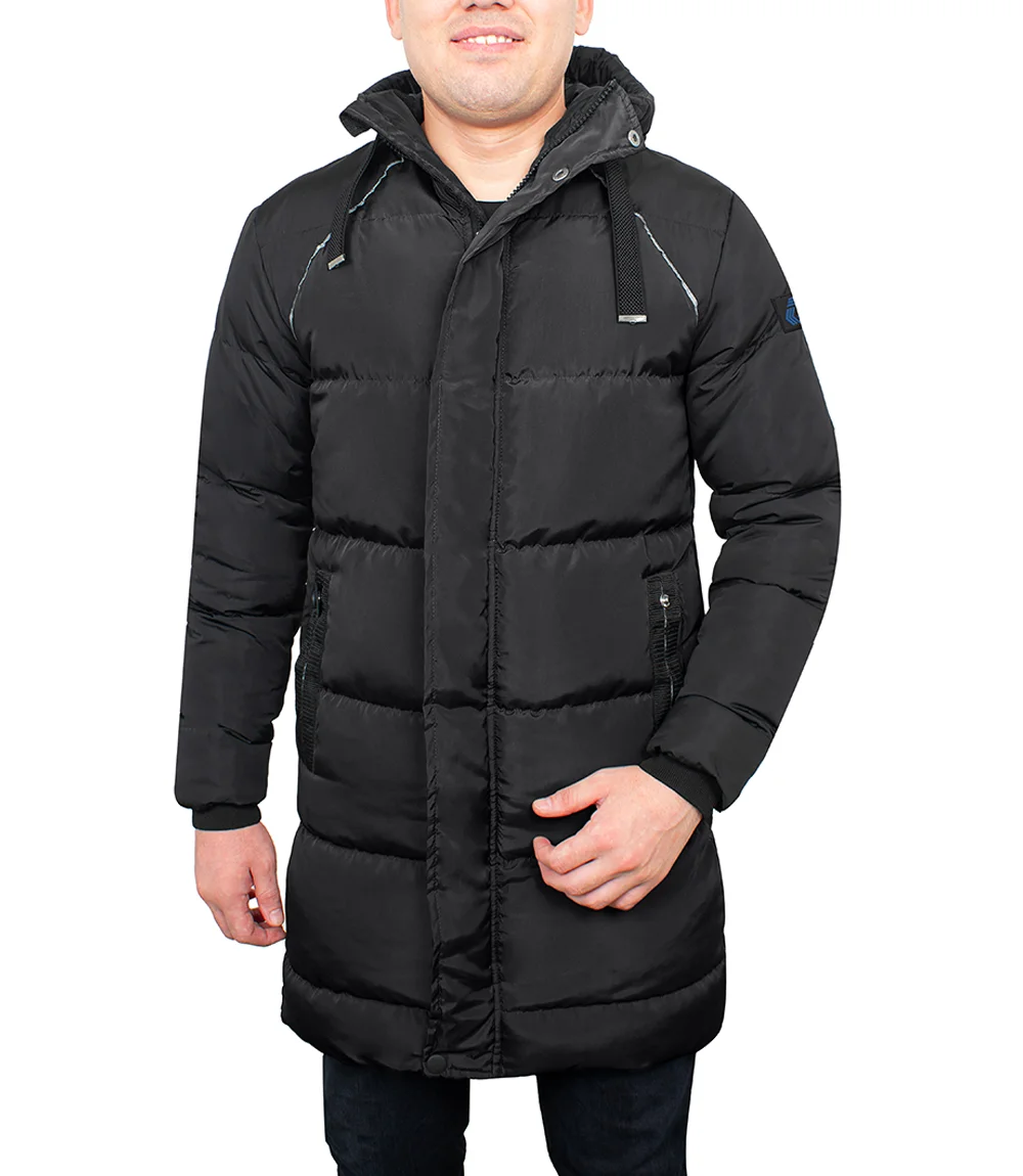 Lonnie Men's Black Hooded Puffer Coat - Parka Style