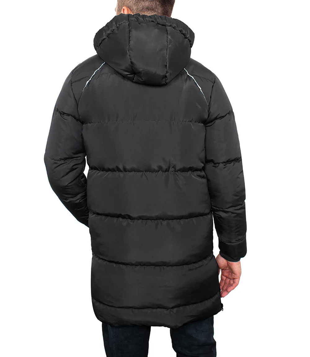 Lonnie Men's Black Hooded Puffer Coat - Parka Style