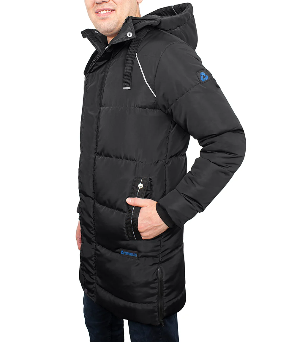 Lonnie Men's Black Hooded Puffer Coat - Parka Style