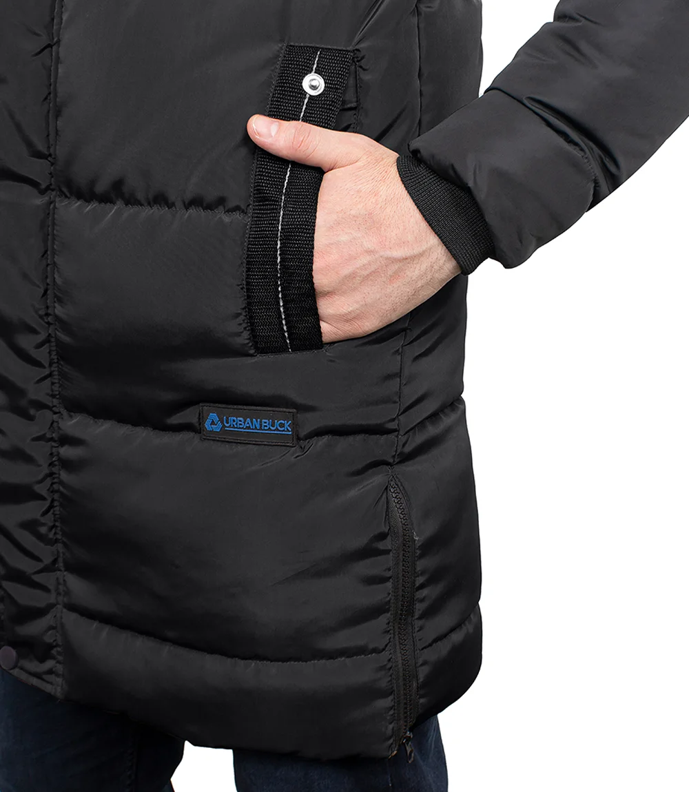 Lonnie Men's Black Hooded Puffer Coat - Parka Style