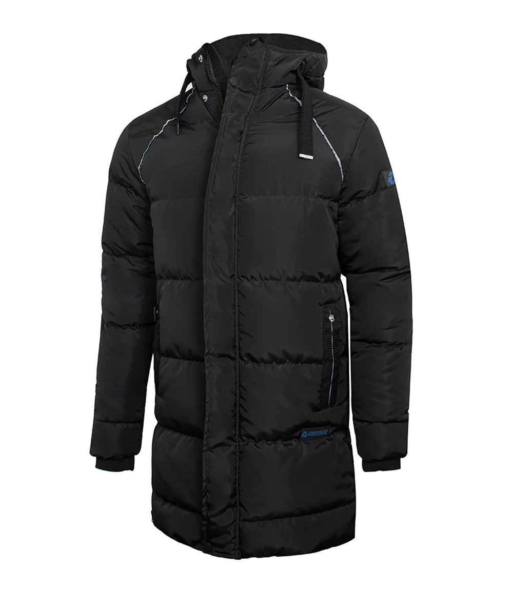 Lonnie Men's Black Hooded Puffer Coat - Parka Style