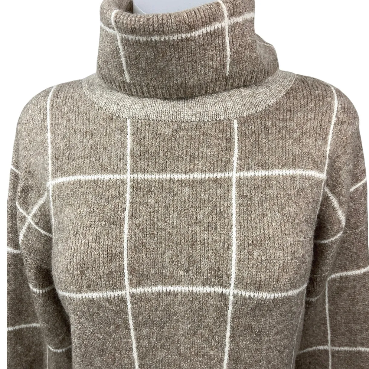 Madewell Womens Brown Wool Plaid Checkered Turtleneck Long Sleeve Sweater Top M