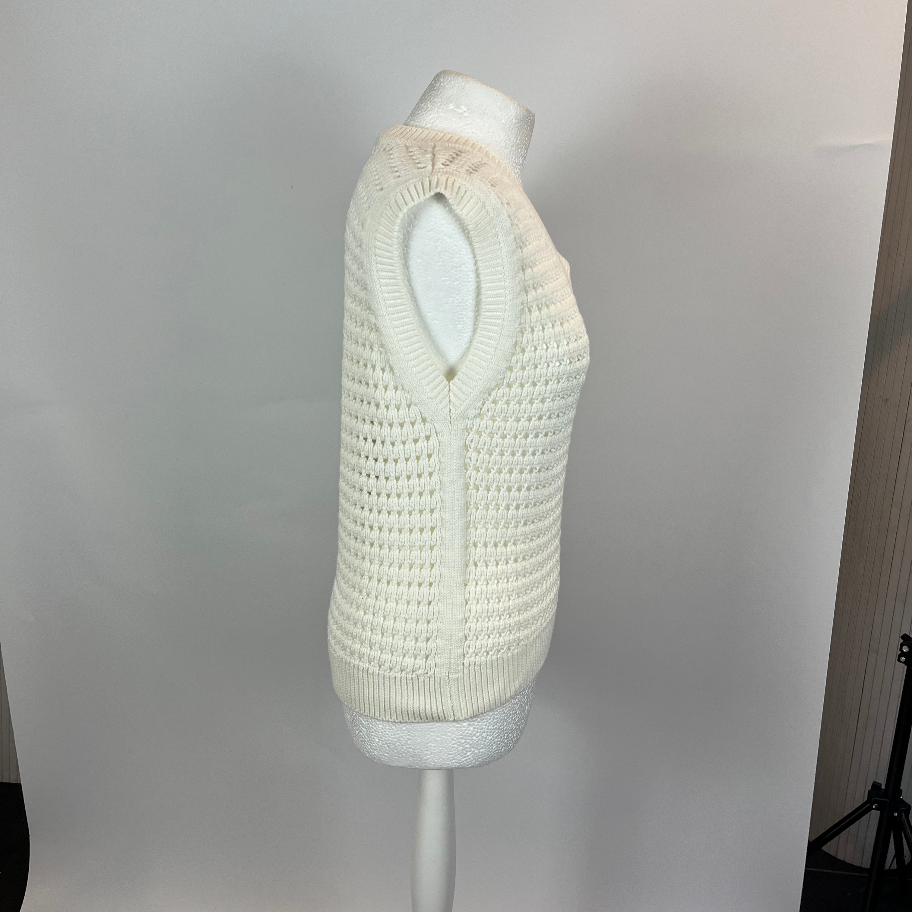 Max Mara Ecru Cotton Knit  Sleeveless Sweater M