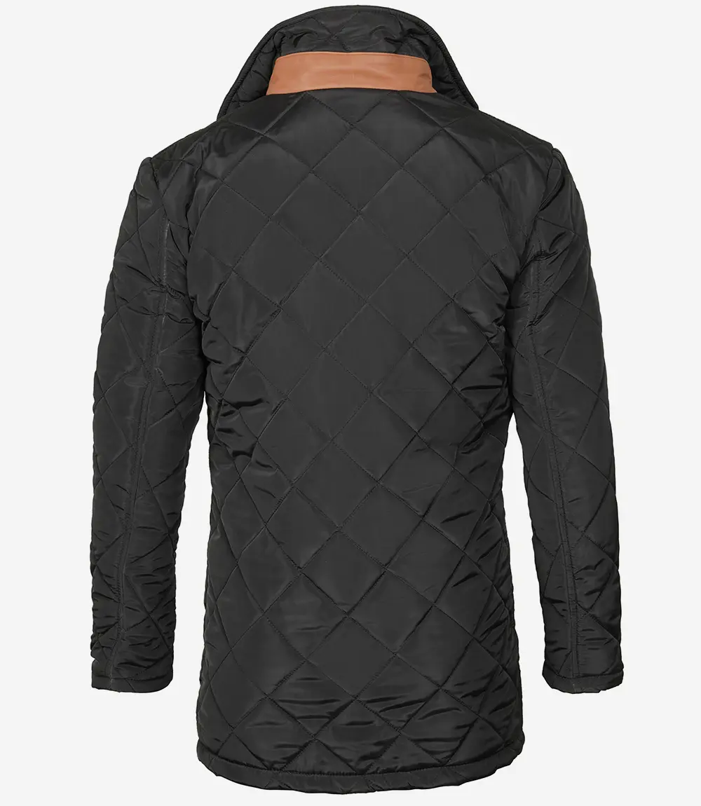 Men's 3/4 Length Quilted Coat Black