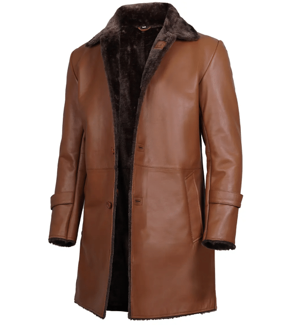 Men's Brown Real Leather Shearling Coat