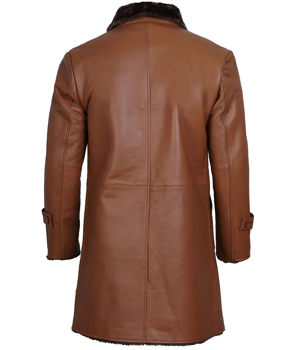 Men's Brown Real Leather Shearling Coat