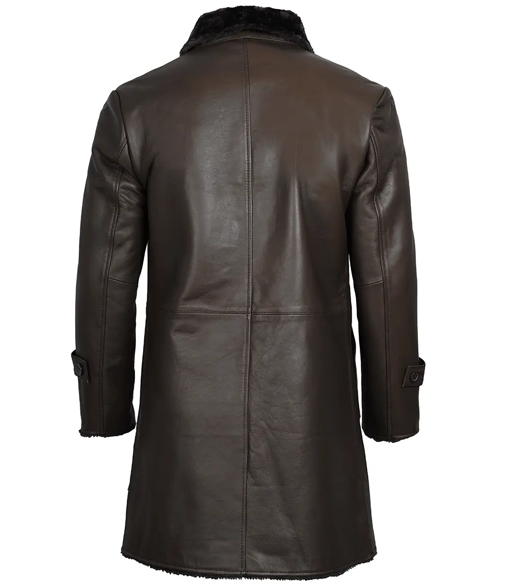 Men's Dark Brown Real Leather Shearling Coat