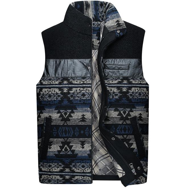 Men's Autumn Jacquard Collar Casual Thickened Vest Waistcoat