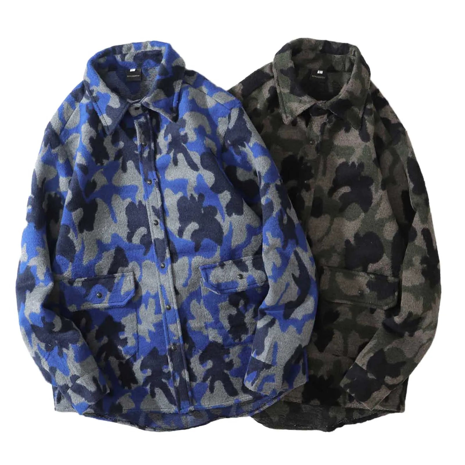 Mens Camo Print Padded Shirt Jacket for FallWinter Fashion