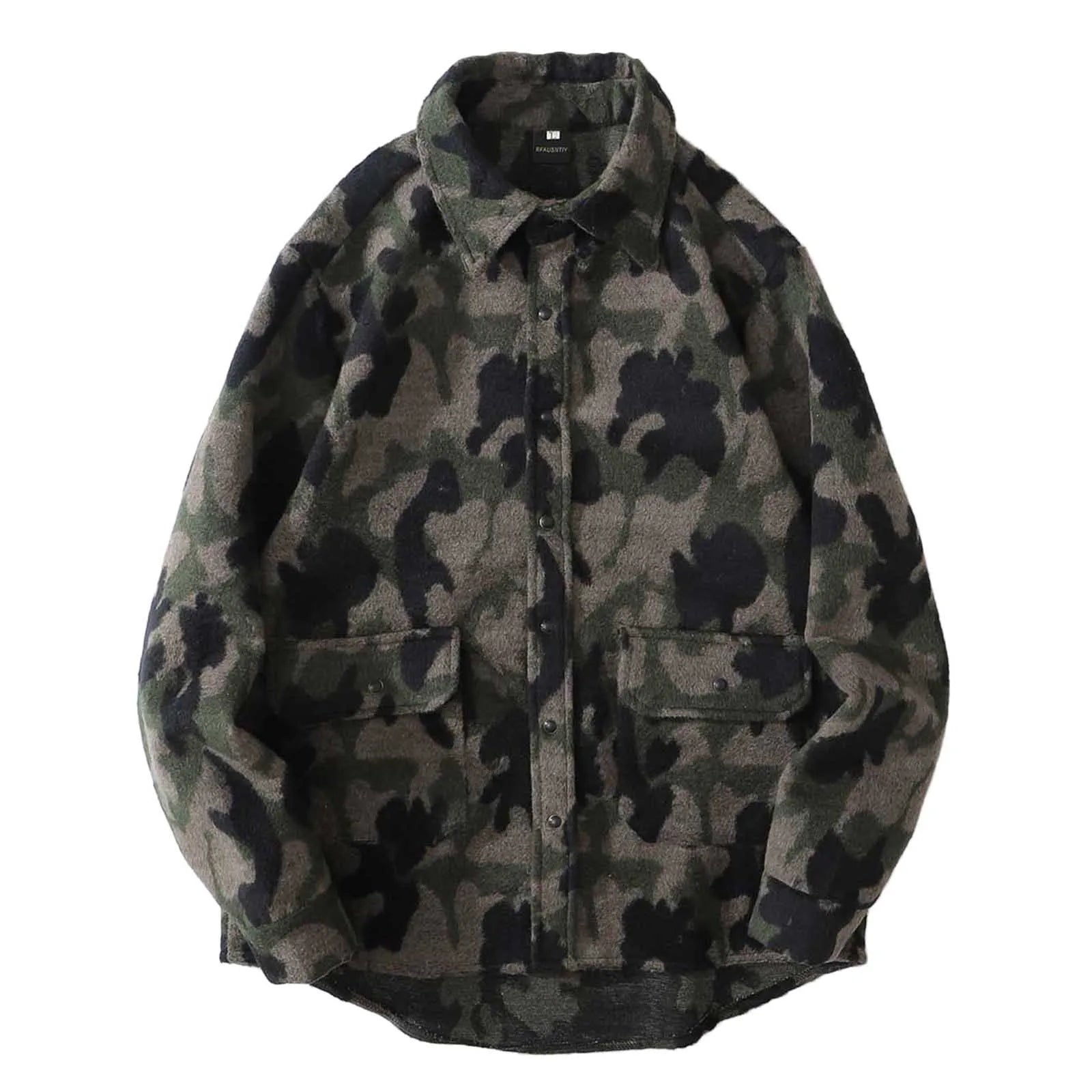 Mens Camo Print Padded Shirt Jacket for FallWinter Fashion