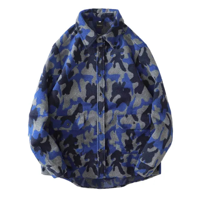 Mens Camo Print Padded Shirt Jacket for FallWinter Fashion