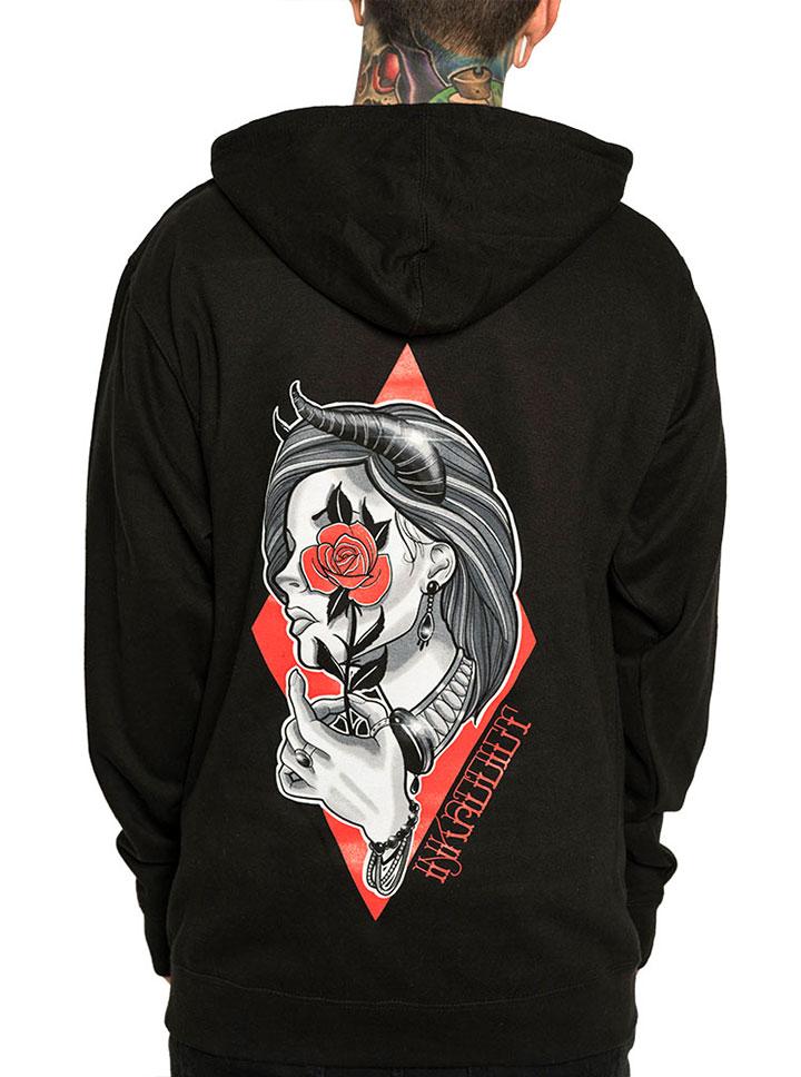 Men's Red Rose Pullover Hoodie