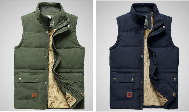 Men's Solid Thicken Outerwear Mandarin Collar Loose Sleeveless Vest Coat