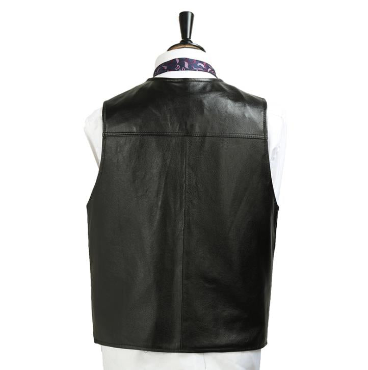 Men's Winter Synthetic Leather Casual V-Neck Outerwear Waistcoat