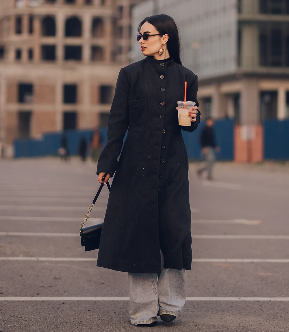 Michelle Charcoal Grey Long Wool Coat Women