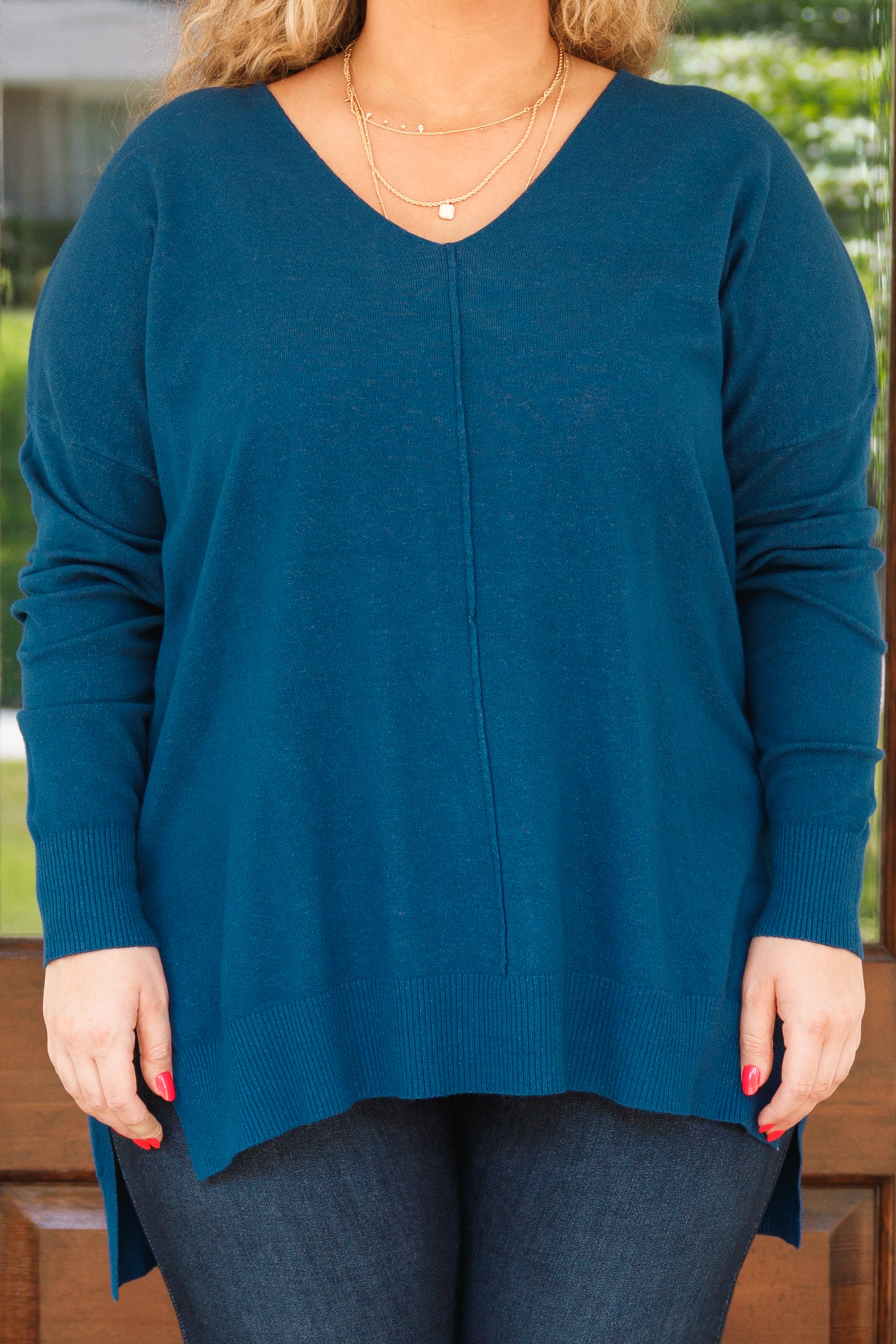 Miss Who I Was Sweater, Heather Light Navy