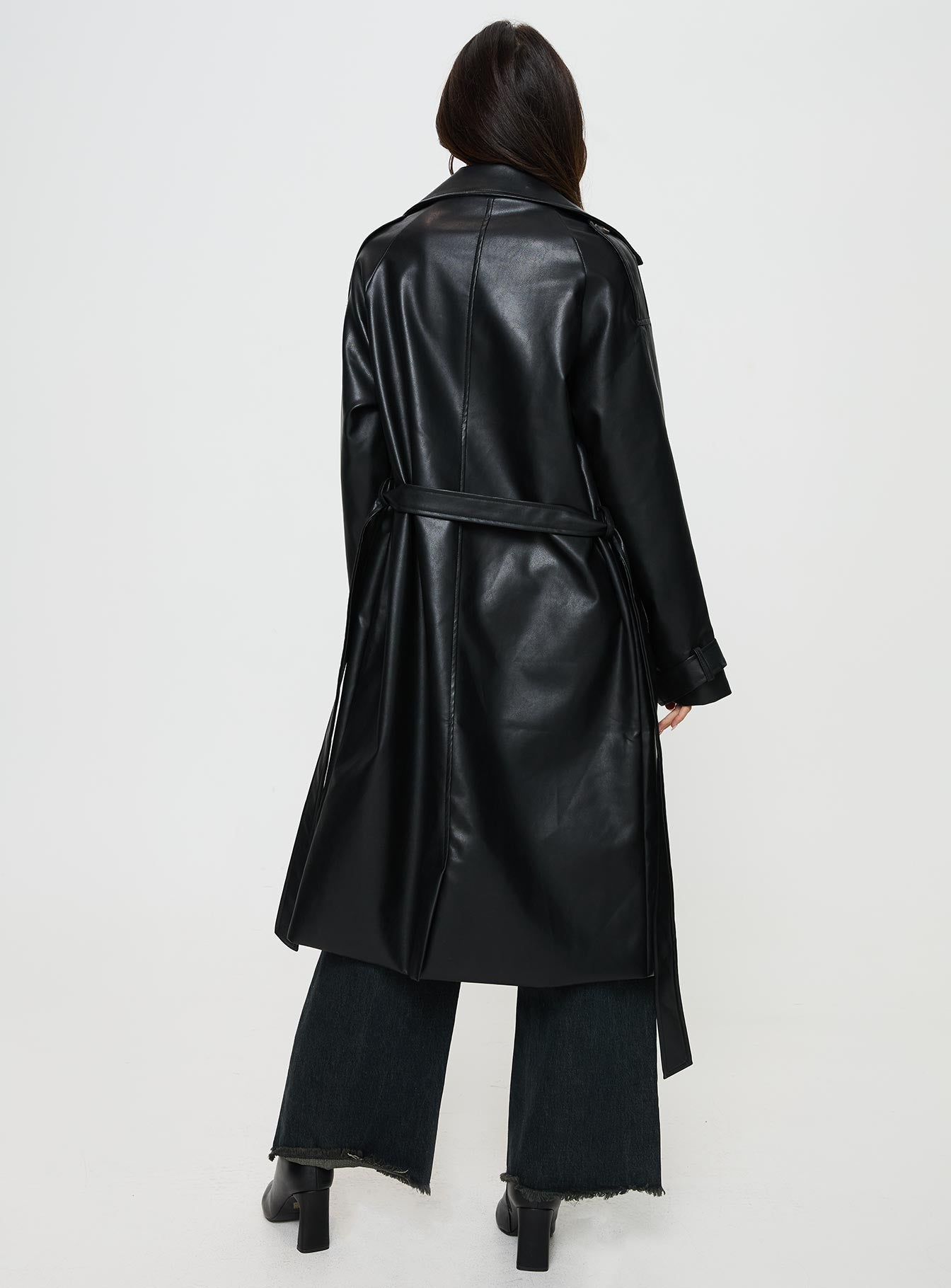 Neo Faux Leather Trench Onyx