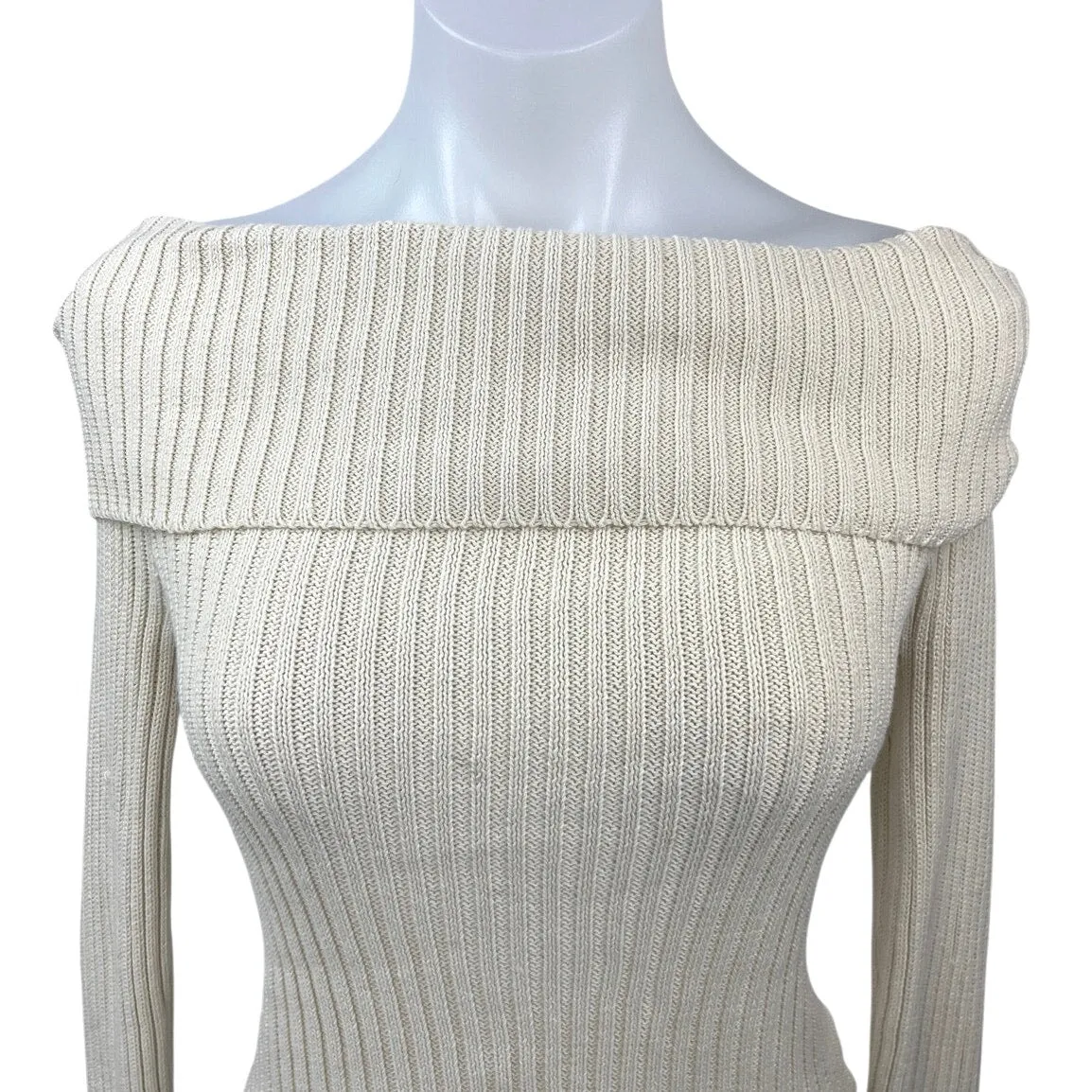 NEW Urban Outfitters Motel Cream Saskia Bardot Bow Back Knit Sweater Top Size L