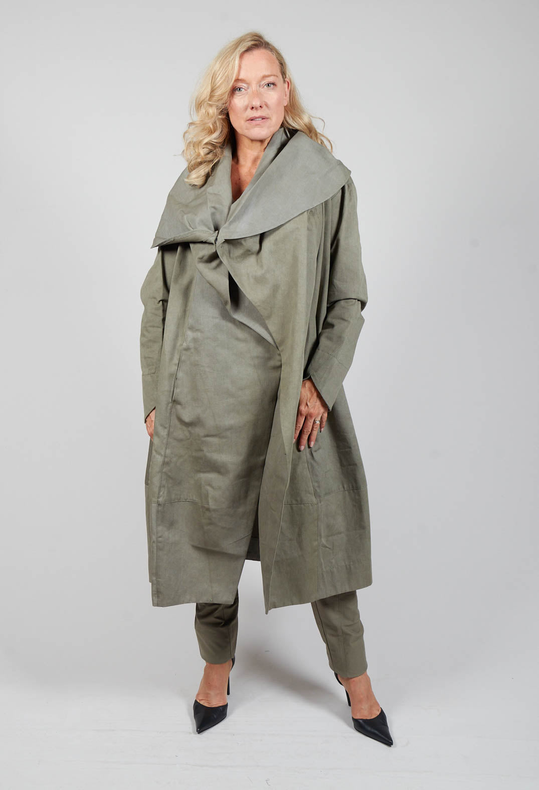 Oversized Draped Wapi Coat in Green