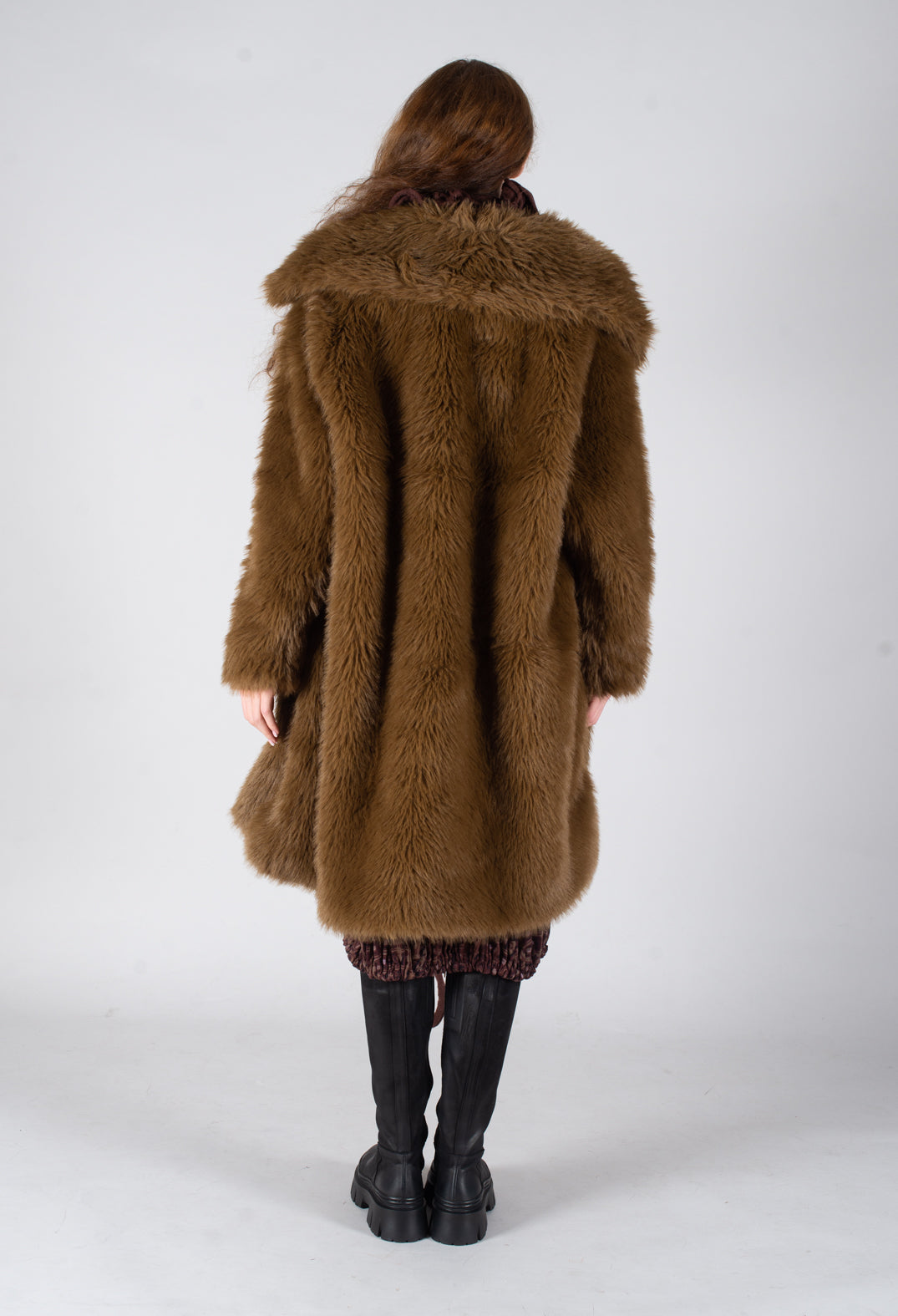 Oversized Faux Fur Coat in Bronze