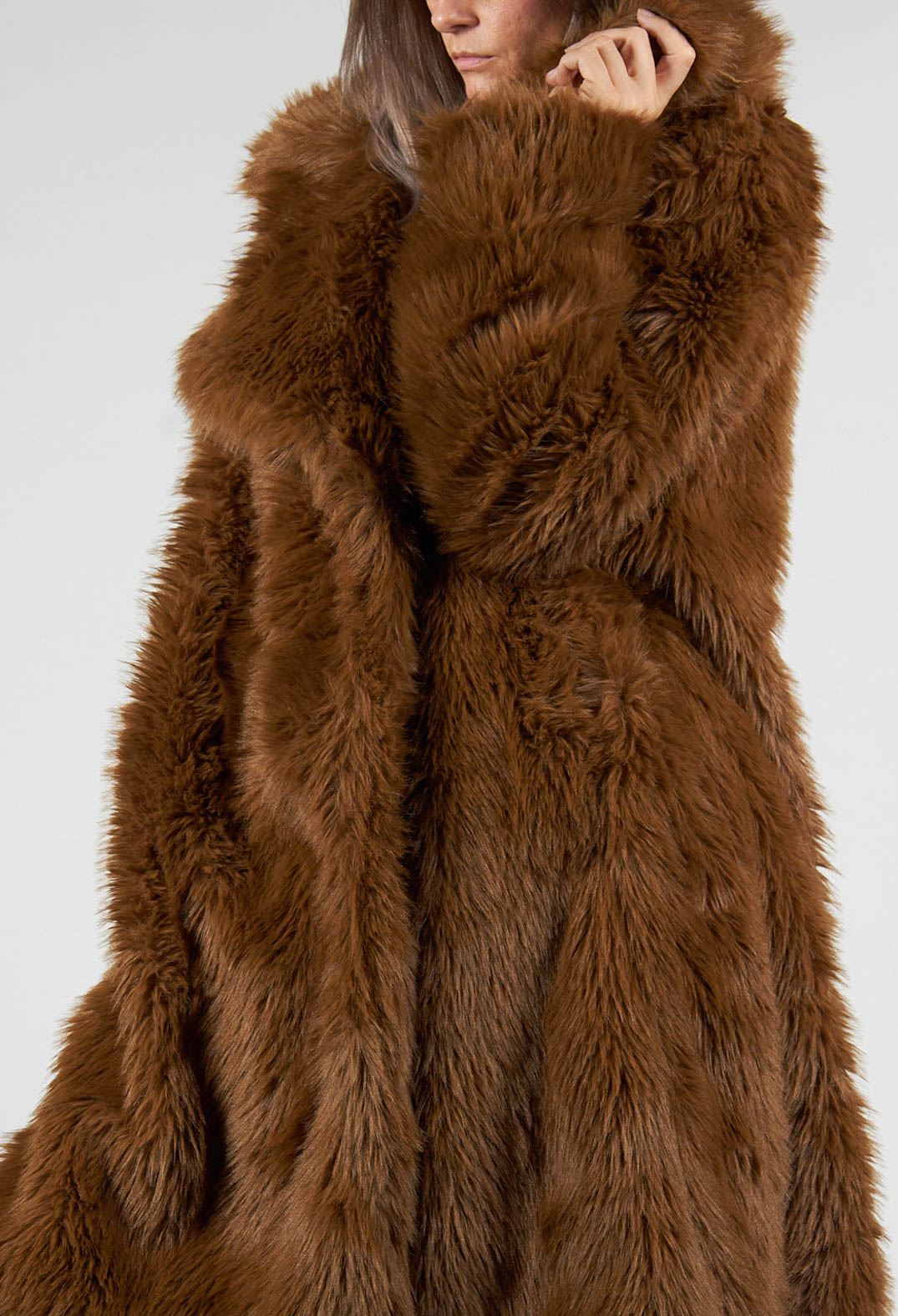 Oversized Faux Fur Coat in Bronze