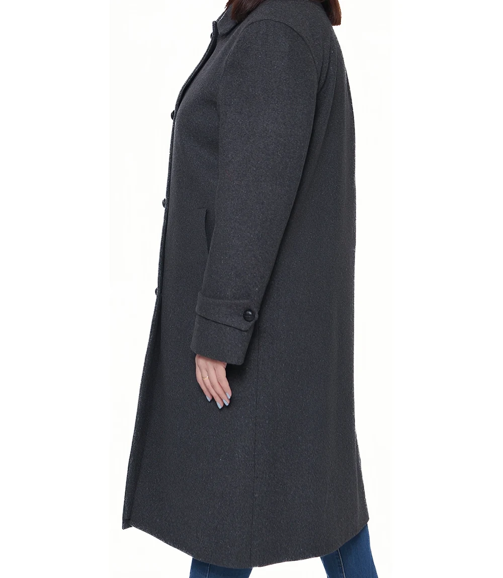 Patrice Women's Regular Fit Charcoal Grey Wool Coat