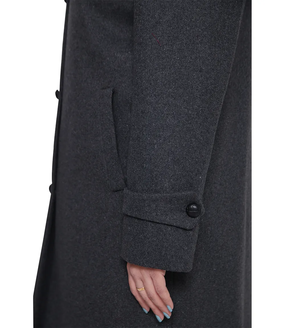 Patrice Women's Regular Fit Charcoal Grey Wool Coat