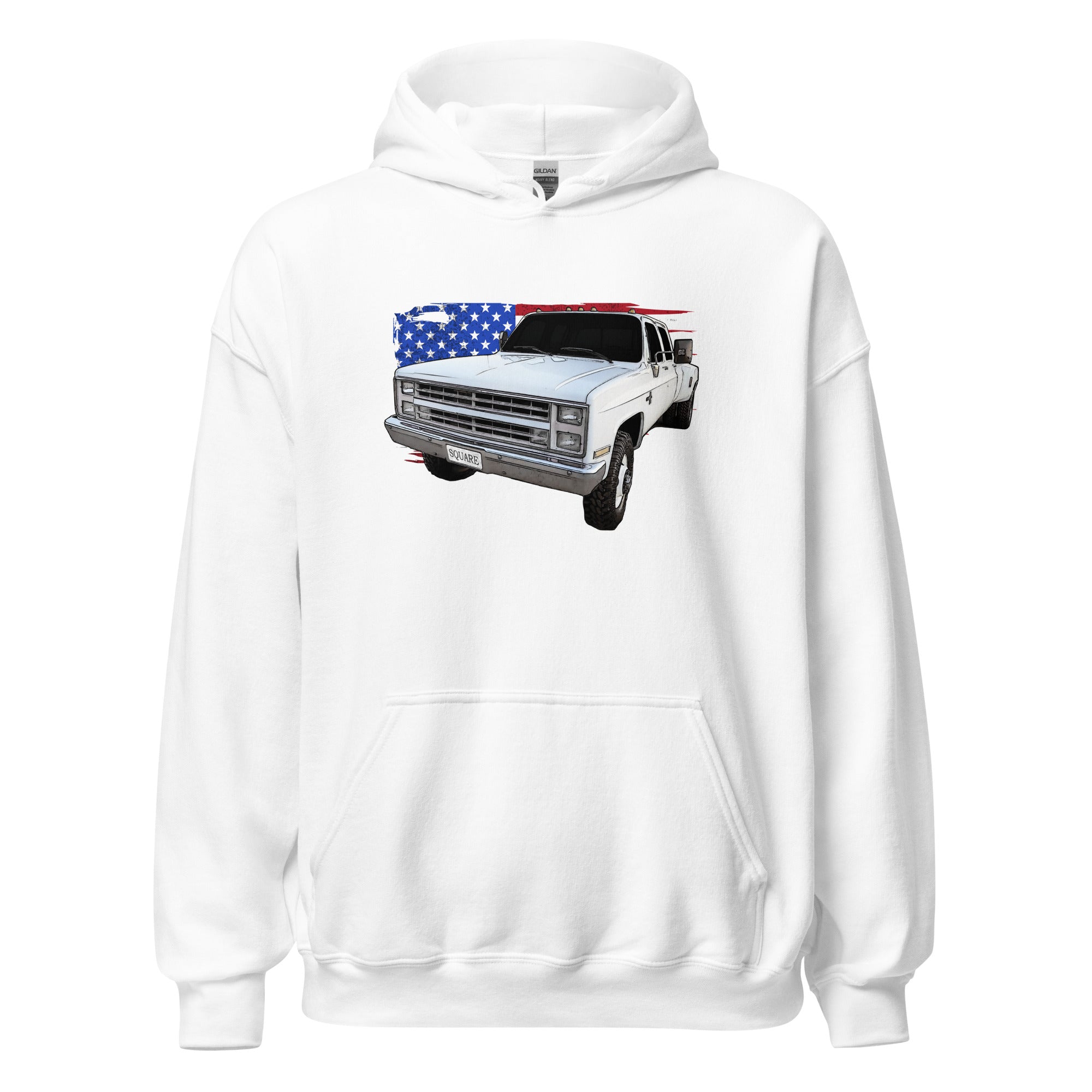 Patriotic Square Body Dually Crew Cab Hoodie From Aggressive Thread