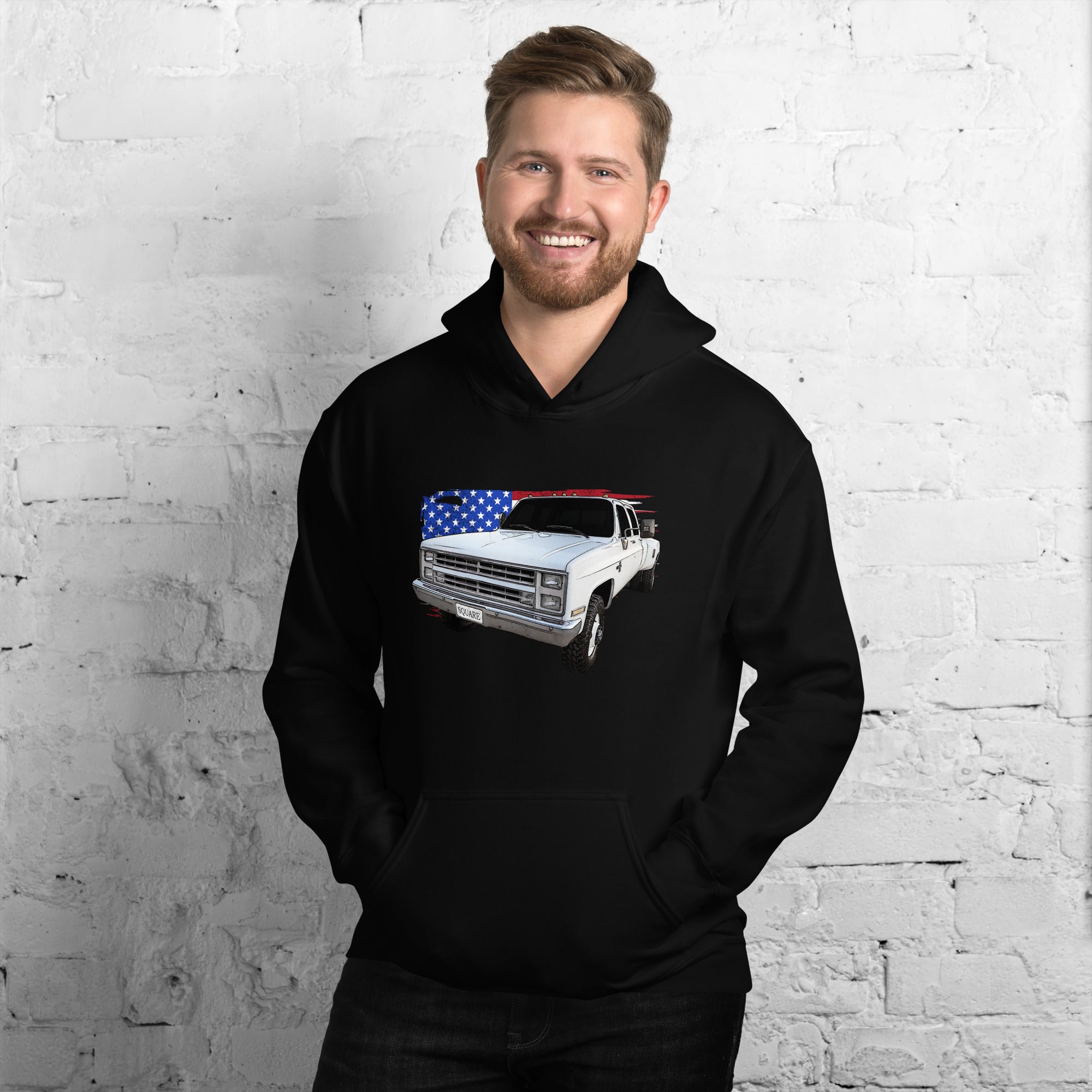 Patriotic Square Body Dually Crew Cab Hoodie From Aggressive Thread