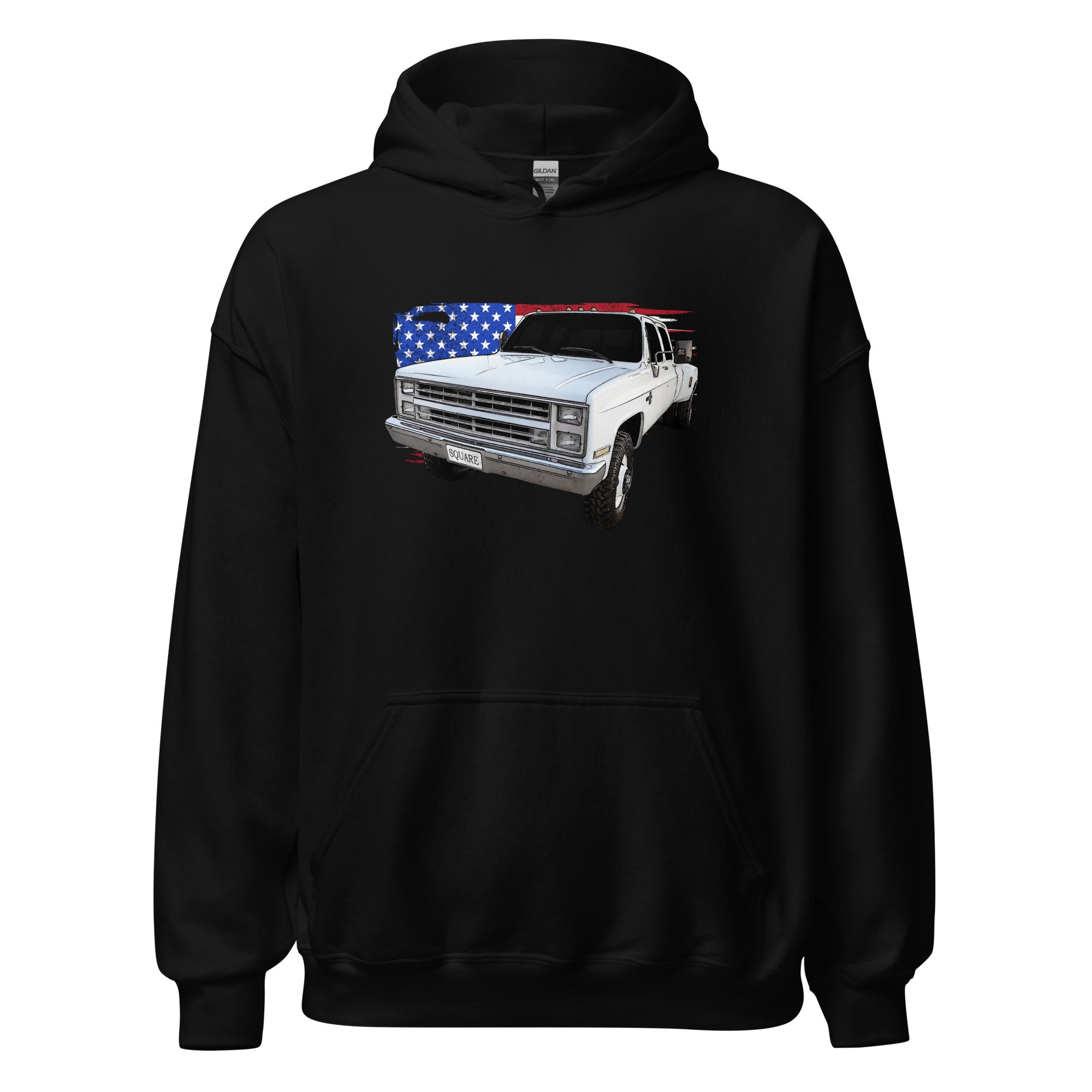 Patriotic Square Body Dually Crew Cab Hoodie From Aggressive Thread