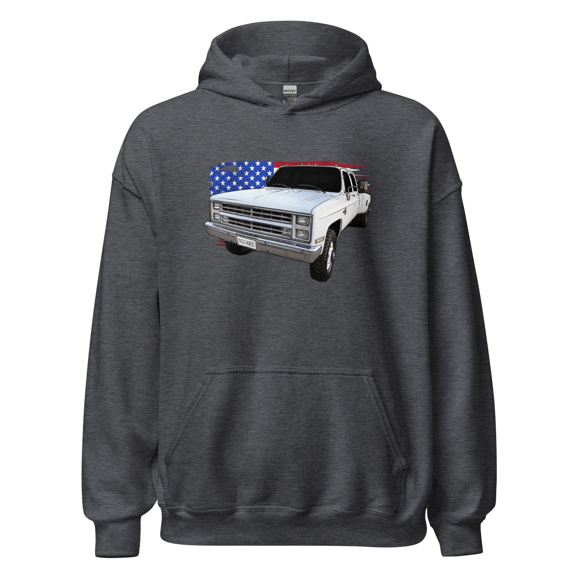 Patriotic Square Body Dually Crew Cab Hoodie From Aggressive Thread