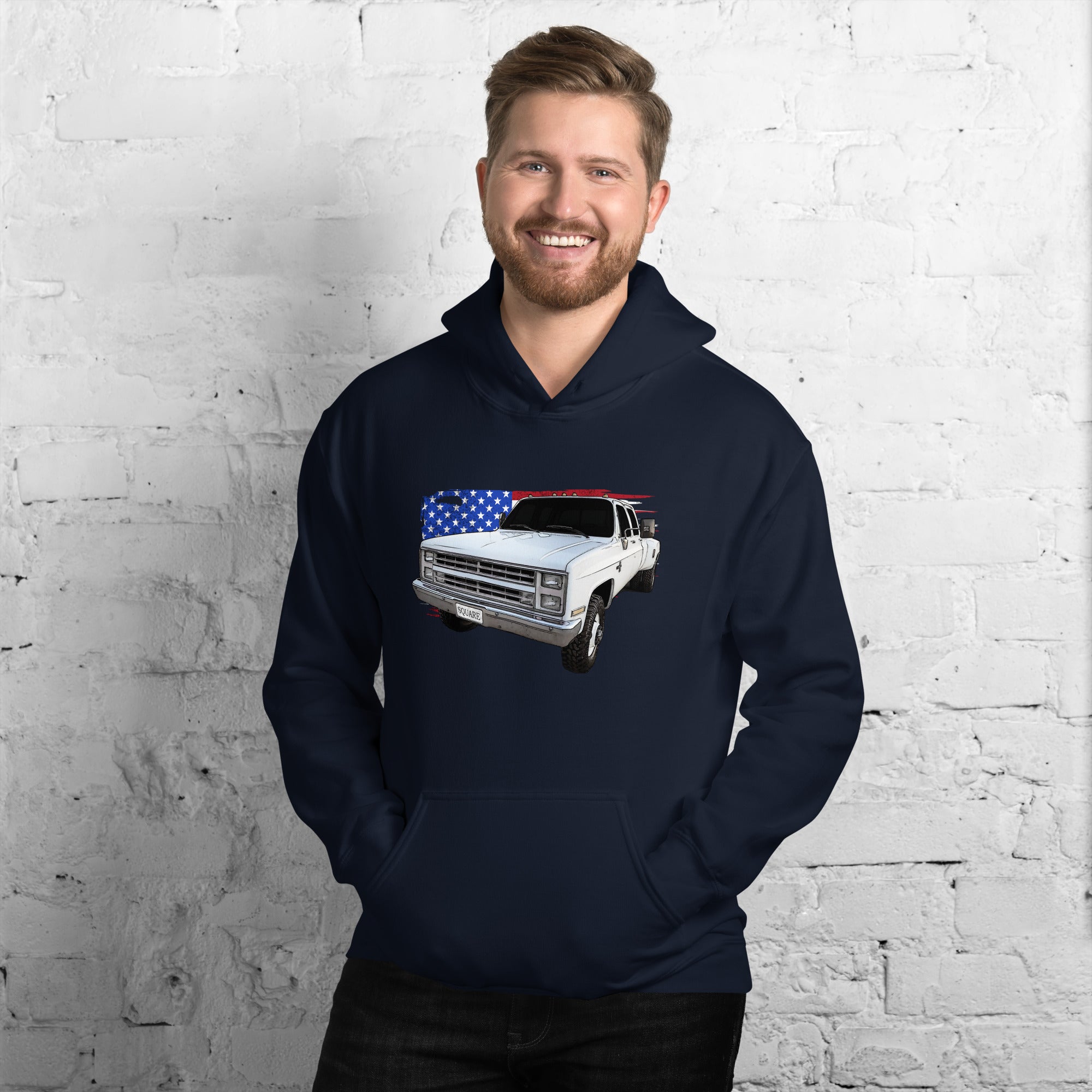 Patriotic Square Body Dually Crew Cab Hoodie From Aggressive Thread