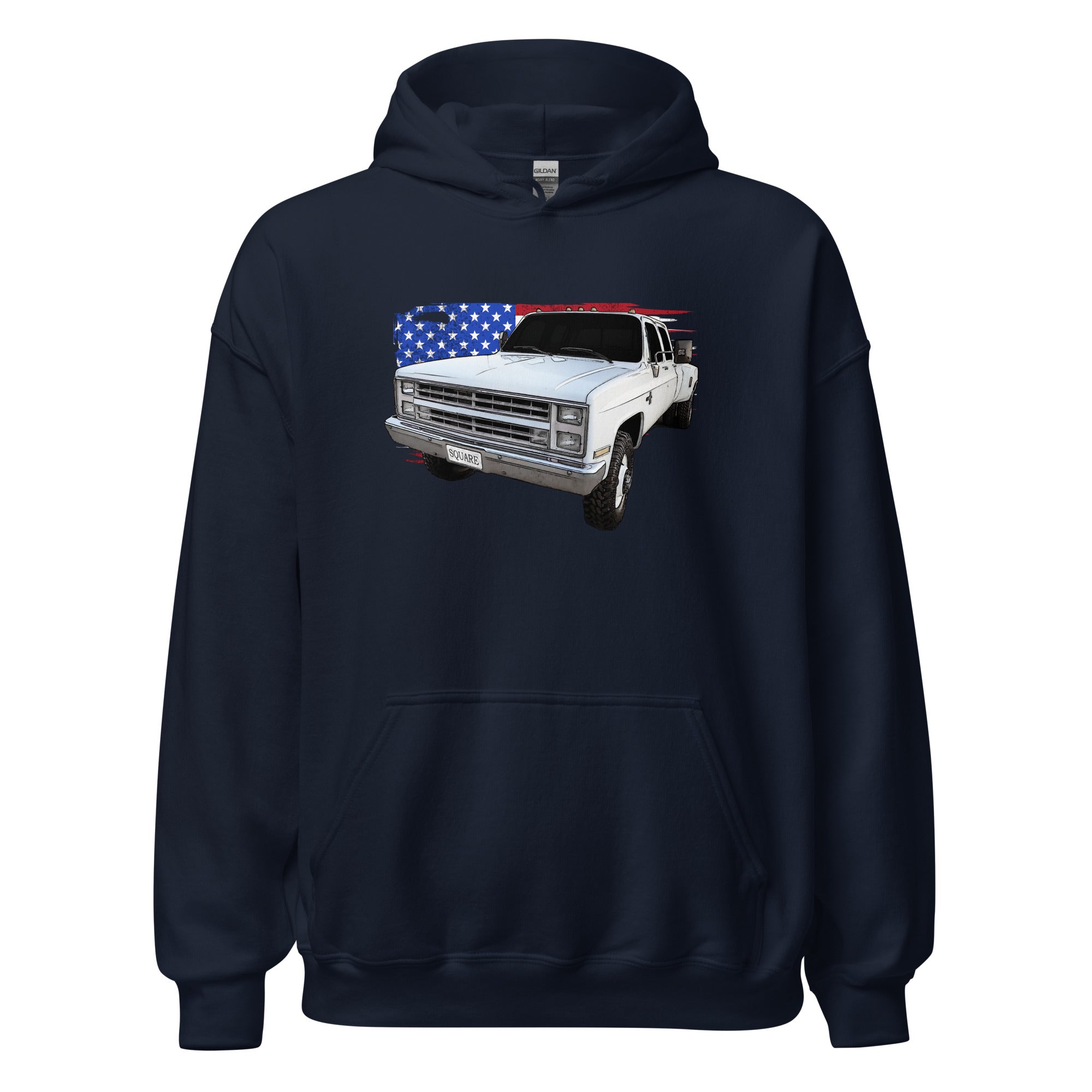 Patriotic Square Body Dually Crew Cab Hoodie From Aggressive Thread