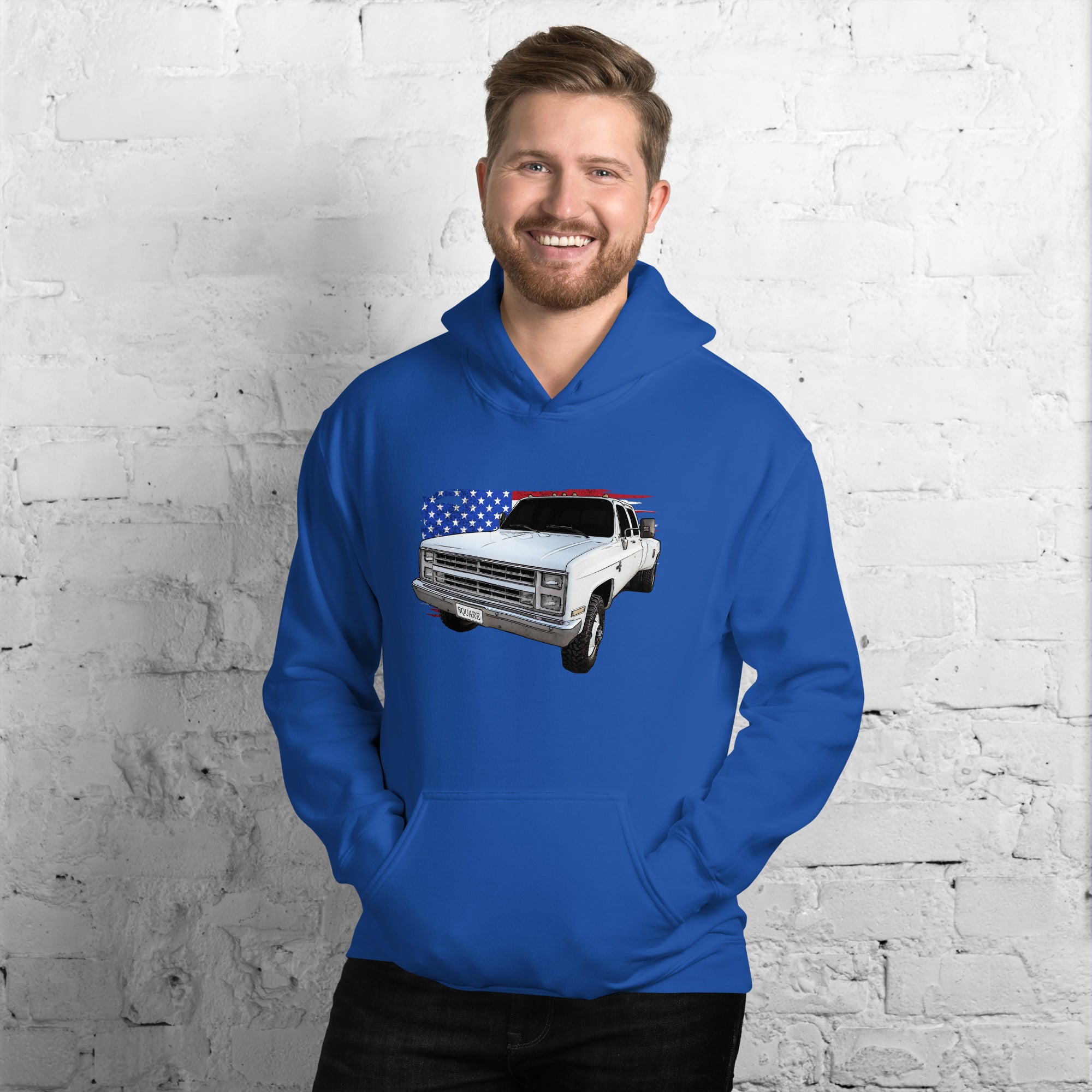 Patriotic Square Body Dually Crew Cab Hoodie From Aggressive Thread